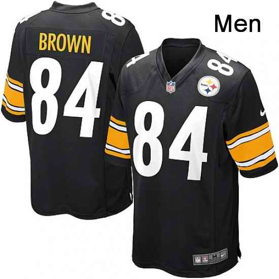 Mens Nike Pittsburgh Steelers 84 Antonio Brown Game Black Team Color NFL Jersey